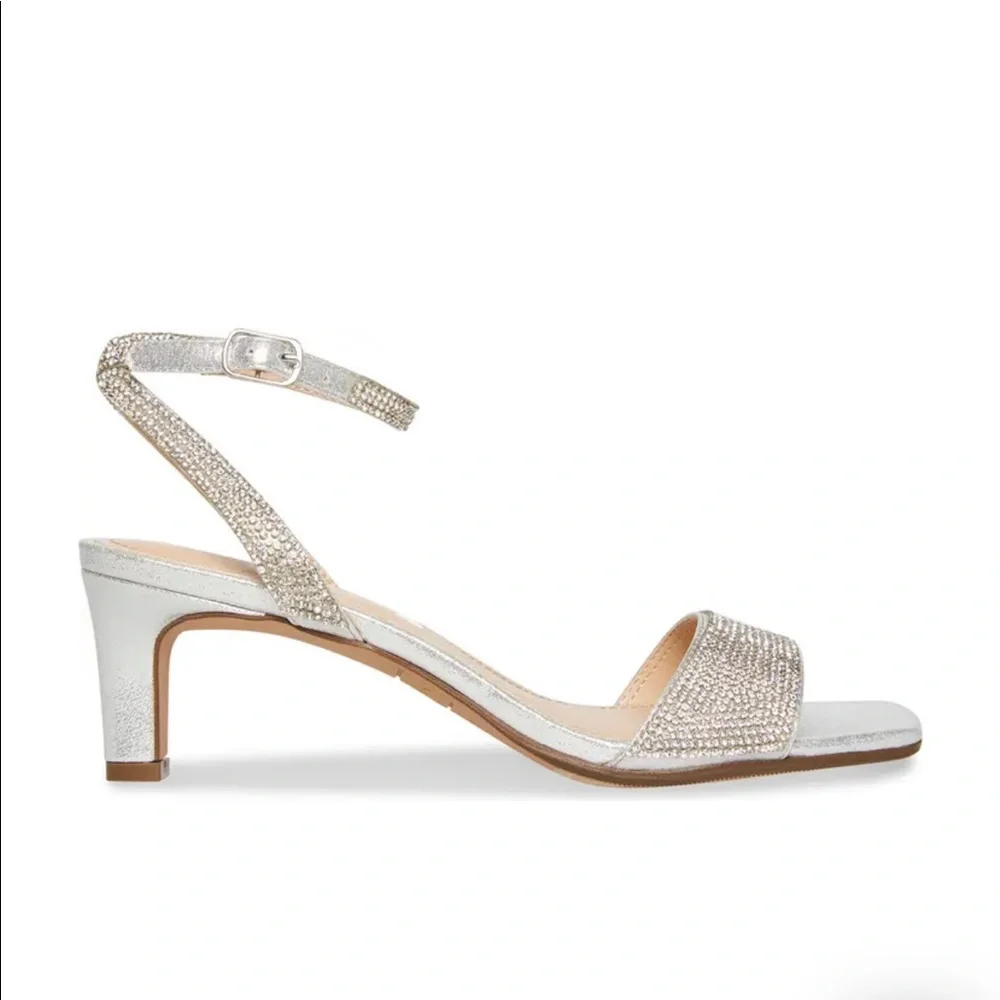 Steve Madden Silver Rhinestone Ankle-Strap Dress Sandal